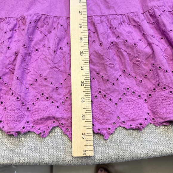 Boho Lilac Eyelet Midi‎ Sundress Small Button Spaghetti Strap Summer Festival - Picture 10 of 11